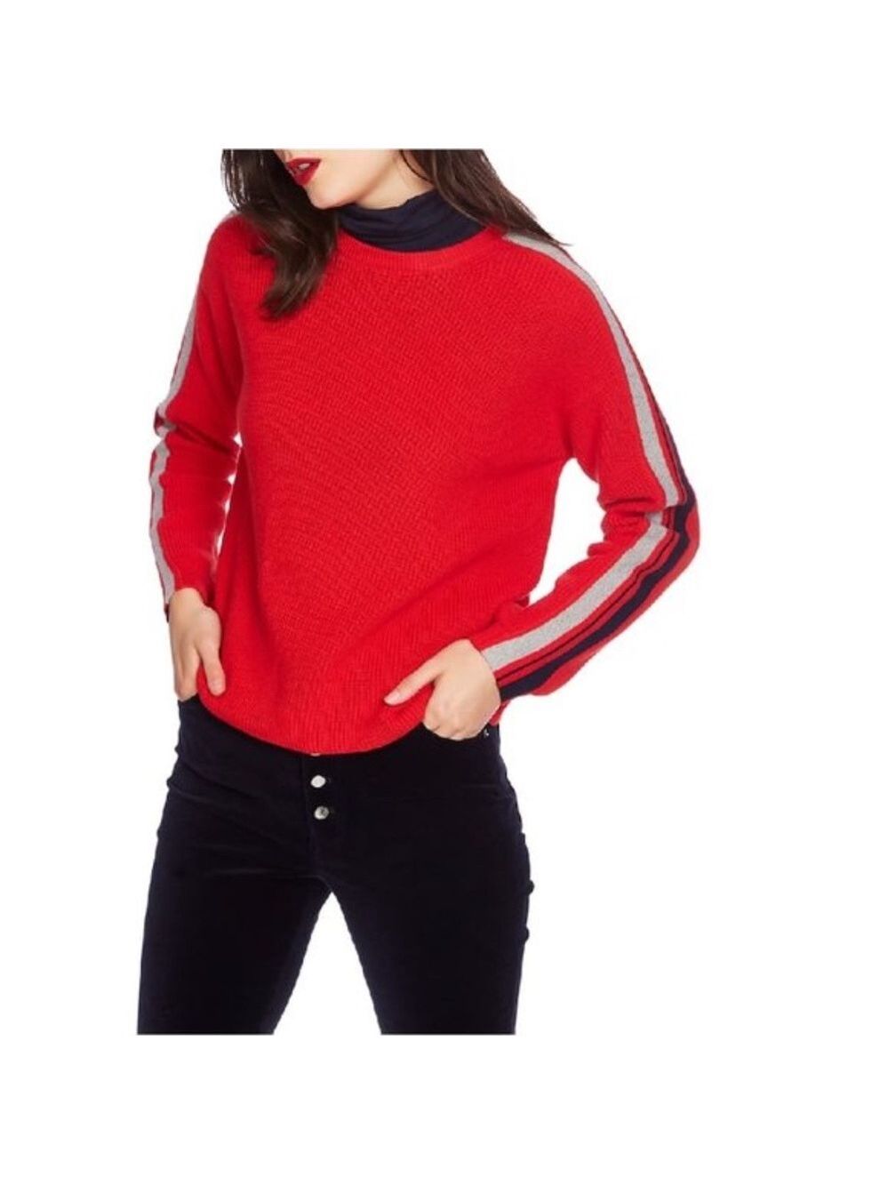 Court & Rowe Women's Stripe Sleeve Sweater